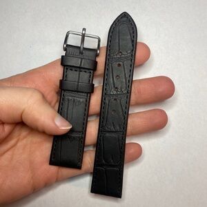 Gilden Watch Band: 20mm Black Alligator Calfskin